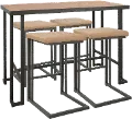 C-RMN5-GY+CAM Industrial Gray and Camel 5 Piece Counter Height Dining Set - Roman