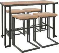 C-RMN5-GY+CAM Industrial Gray and Camel 5 Piece Counter Height Dining Set - Roman