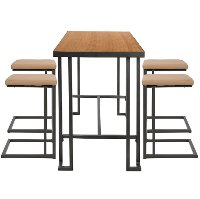 C-RMN5-GY+CAM Industrial Gray and Camel 5 Piece Counter Height Dining Set - Roman-2