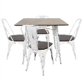 DS-OR5-VW+E Industrial White and Brown 5 Piece Dining Set - Oregon