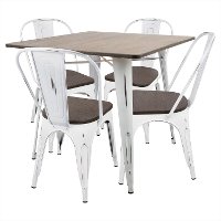 DS-OR5-VW+E Industrial White and Brown 5 Piece Dining Set - Oregon-2