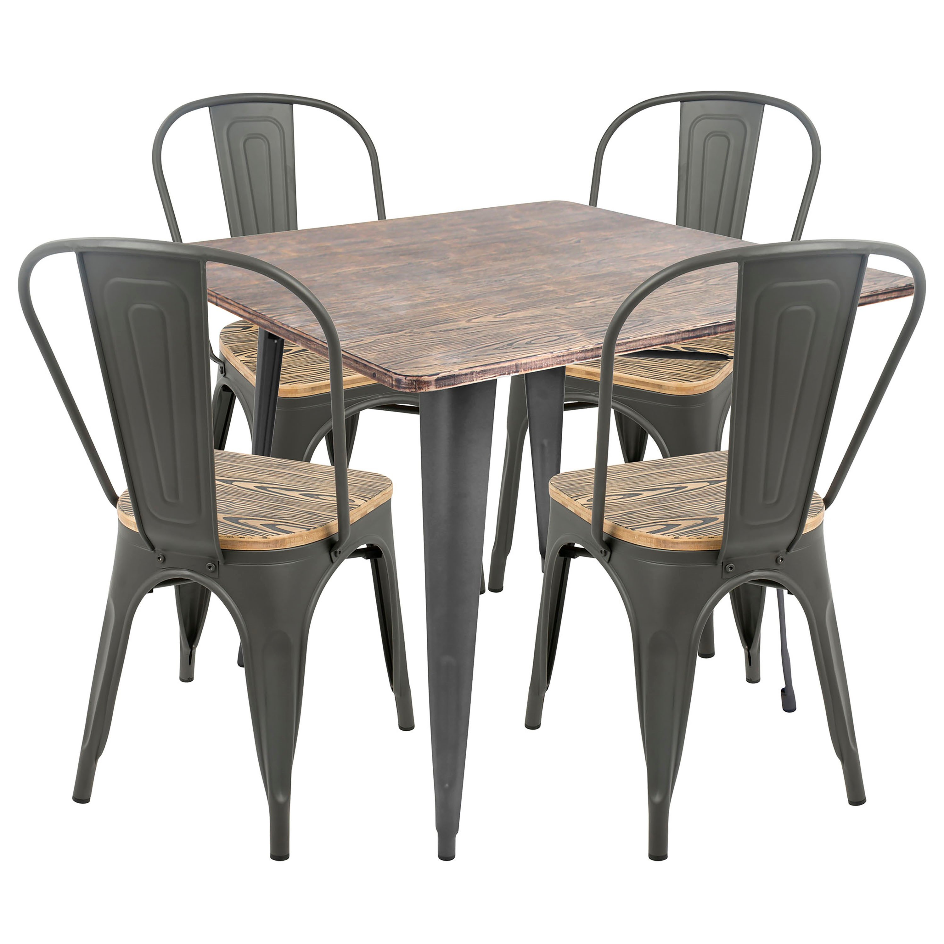 DS-TW-OR-SQ Industrial Gray and Brown 5 Piece Dining Set - Oregon-1