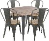 DS-TW-OR-SQ Industrial Gray and Brown 5 Piece Dining Set - Oregon