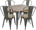 DS-TW-OR-SQ Industrial Gray and Brown 5 Piece Dining Set - Oregon