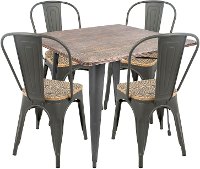 DS-TW-OR-SQ Industrial Gray and Brown 5 Piece Dining Set - Oregon