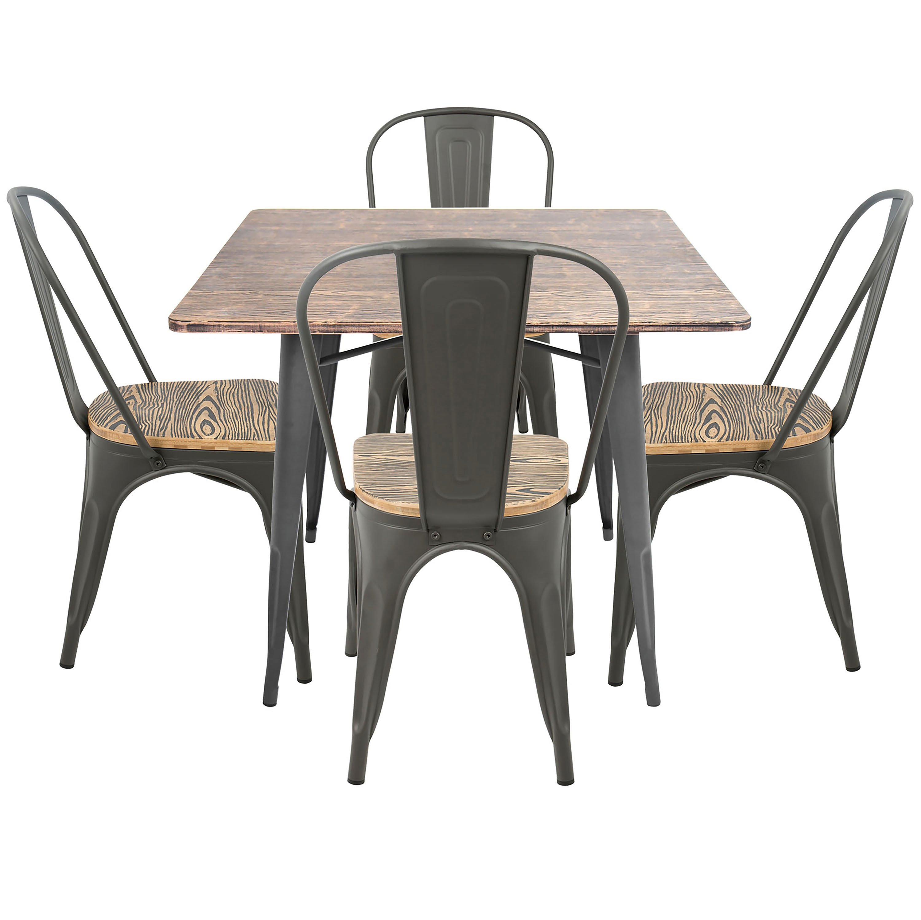 DS-TW-OR-SQ Industrial Gray and Brown 5 Piece Dining Set - Oregon-2