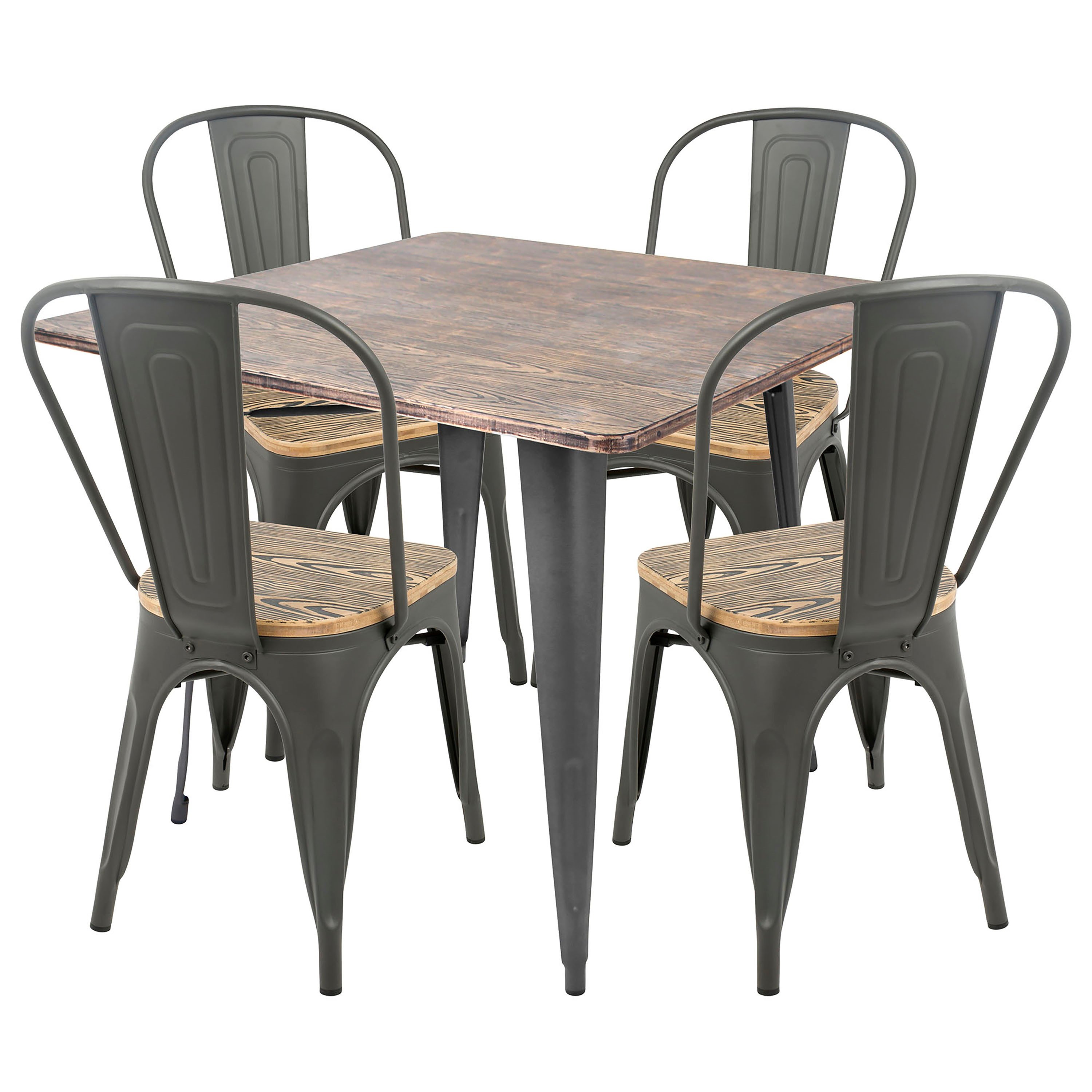 DS-TW-OR-SQ Industrial Gray and Brown 5 Piece Dining Set - Oregon-3