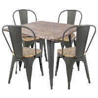 DS-TW-OR-SQ Industrial Gray and Brown 5 Piece Dining Set - Oregon-3