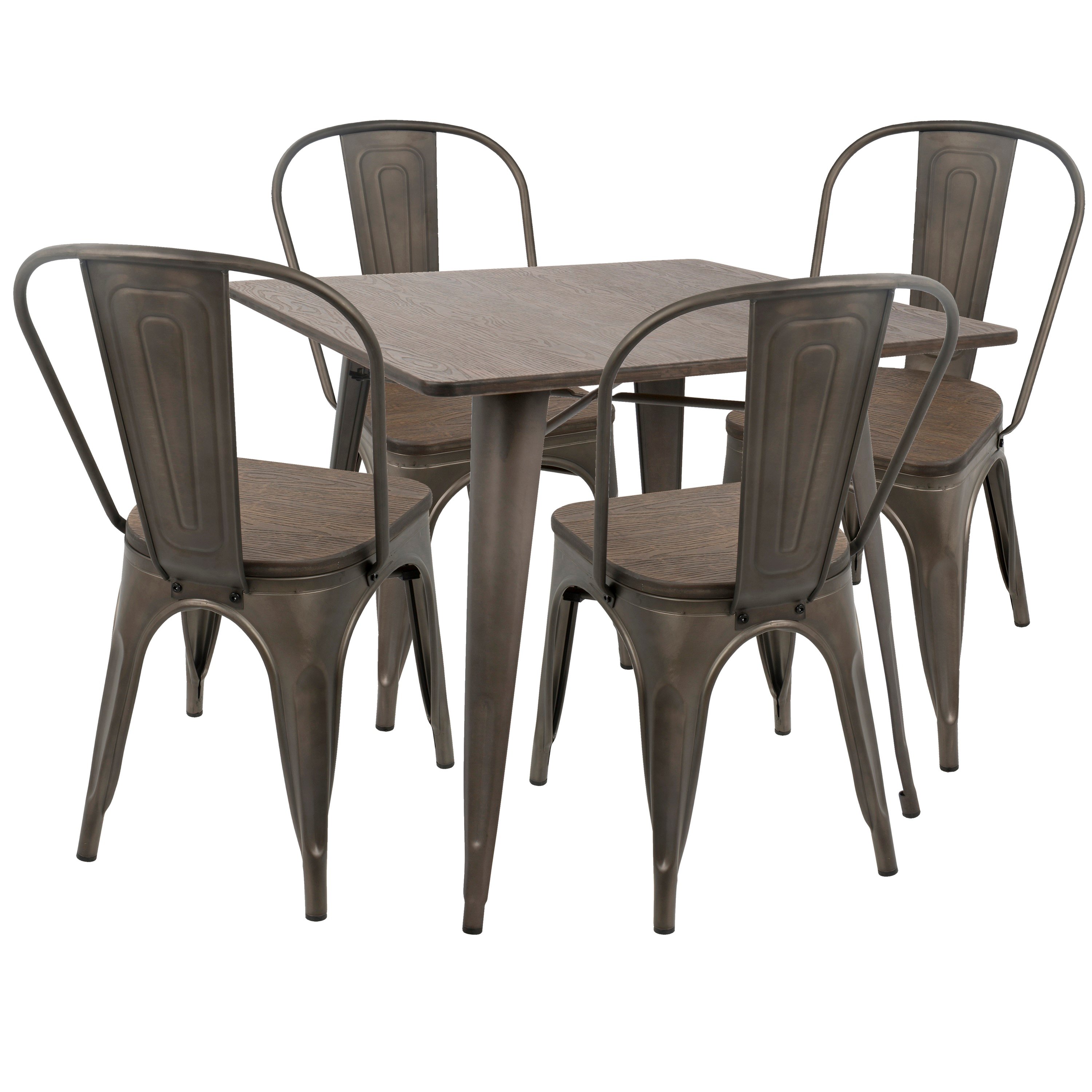 DS-OR5-AN+E Industrial Antique Espresso 5 Piece Dining Set - Oregon-1