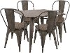 DS-OR5-AN+E Industrial Antique Espresso 5 Piece Dining Set - Oregon