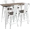 C-ORHB5 VW+E Industrial White and Brown 5 Piece Counter Height Dining Set - Oregon