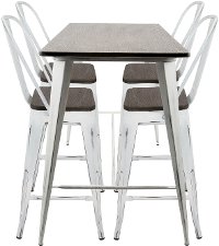 C-ORHB5-VW+E Industrial White and Brown 5 Piece Counter Height Dining Set with High Back Stools - Oregon-2