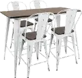 C-ORHB5 VW+E Oregon White and Brown 5 Piece Counter Height Dining Set