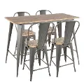C-ORHB5-GYBN Industrial Gray and Brown 5 Piece Counter Height Dining Set - Oregon
