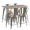 C-ORHB5-GYBN Industrial Gray and Brown 5 Piece Counter Height Dining Set with High Back Stools - Oregon