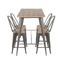 C-ORHB5-GYBN Industrial Gray and Brown 5 Piece Counter Height Dining Set with High Back Stools - Oregon-2