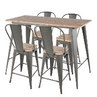 C-ORHB5-GYBN Industrial Gray and Brown 5 Piece Counter Height Dining Set with High Back Stools - Oregon-3