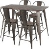 C-ORHB5-ANE Industrial Antique Brown 5 Piece Counter Height Dining Set with High Back Stools - Oregon