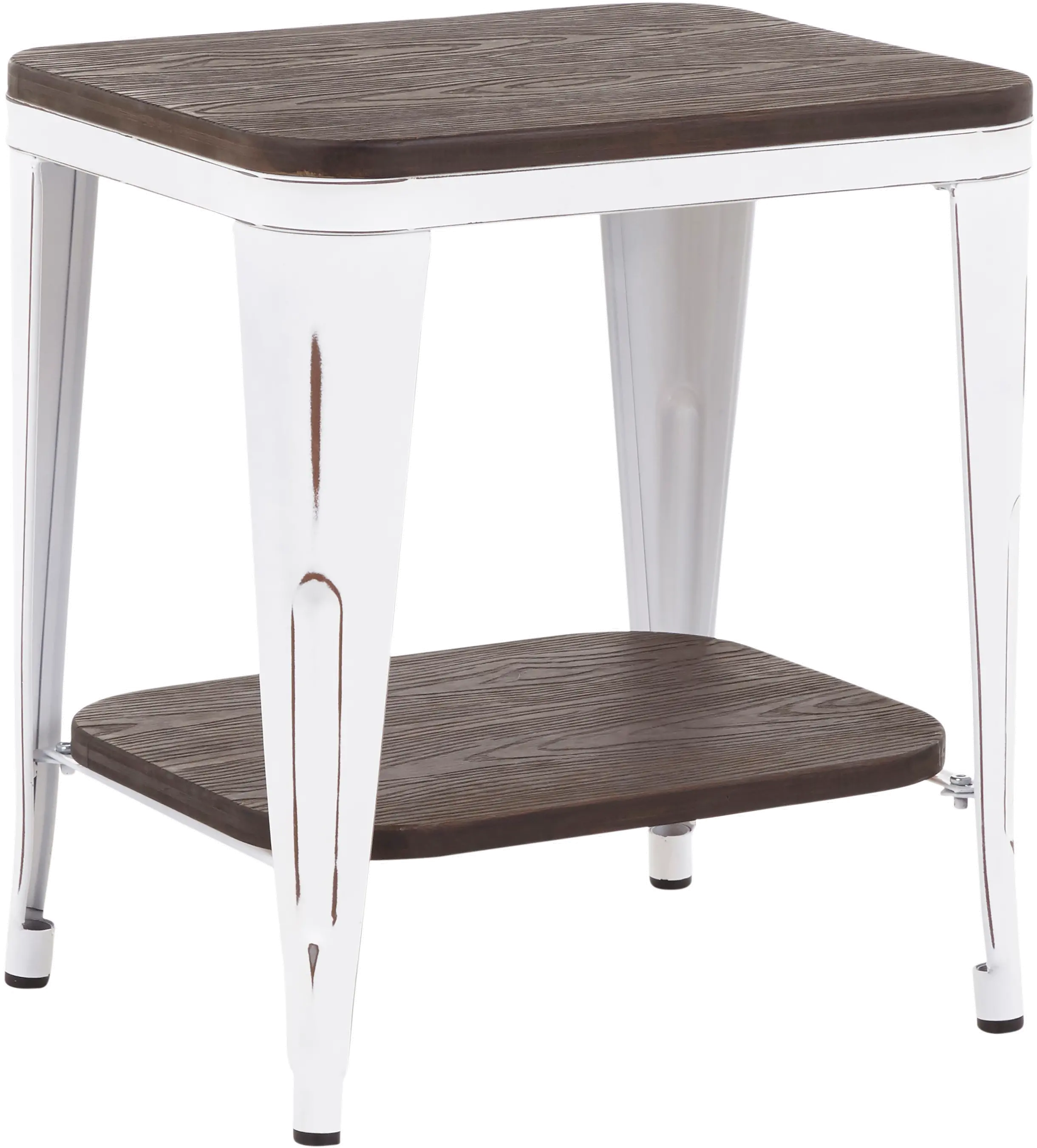 TE-OR-VWE Industrial White Metal and Espresso End Table - Oregon-1