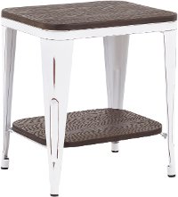 TE-OR-VWE Industrial White Metal and Espresso End Table - Oregon