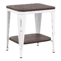 TE-OR-VWE Industrial White Metal and Espresso End Table - Oregon