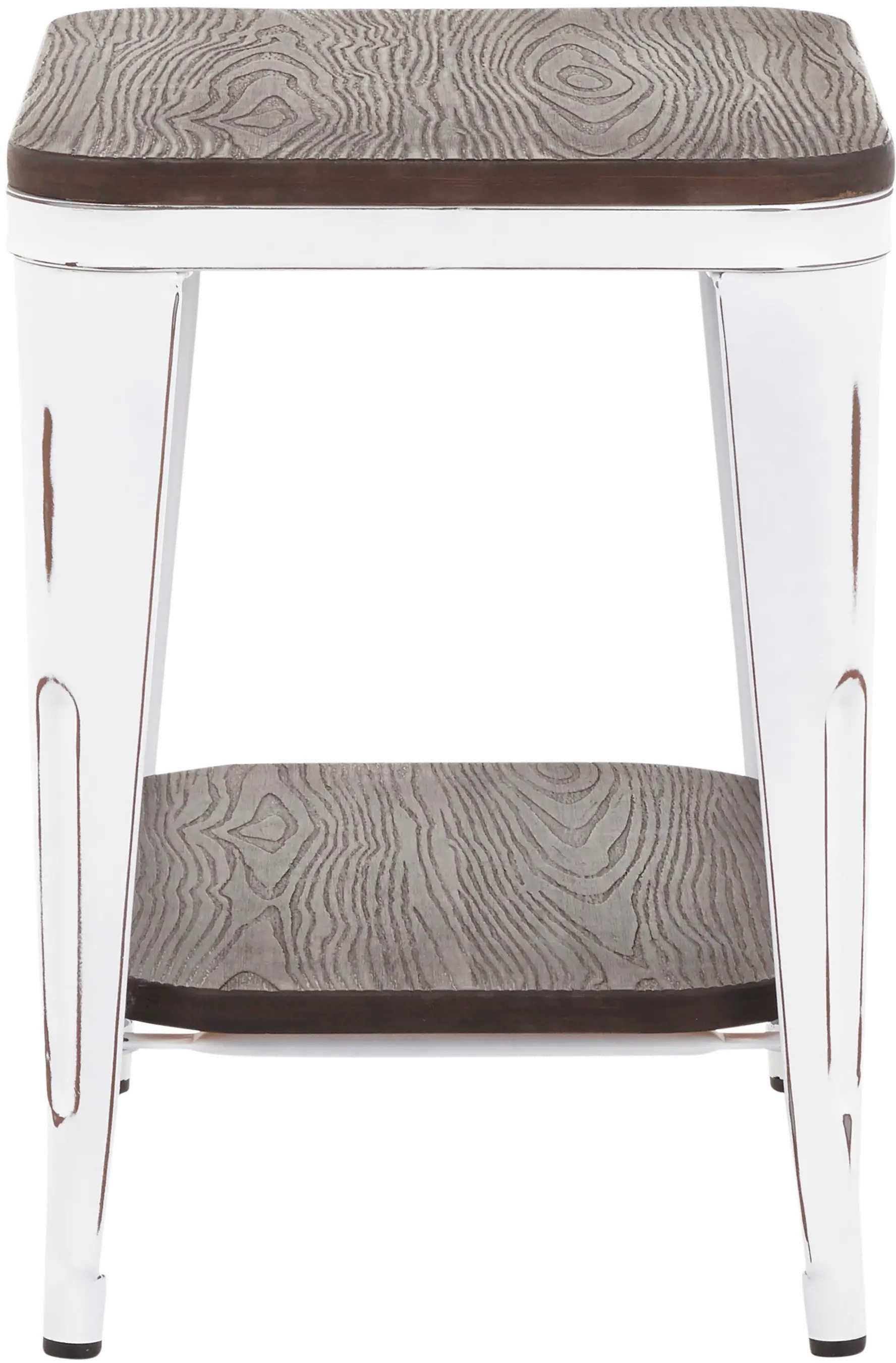TE-OR-VWE Industrial White Metal and Espresso End Table - Oregon-2