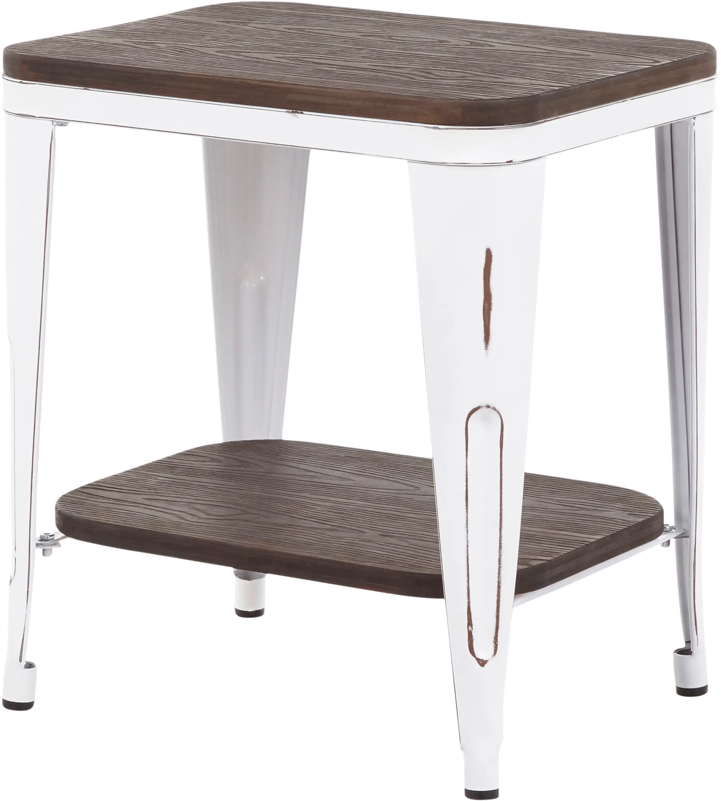 TE-OR-VWE Industrial White Metal and Espresso End Table - Oregon-3