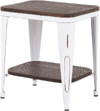 TE-OR-VWE Industrial White Metal and Espresso End Table - Oregon-3