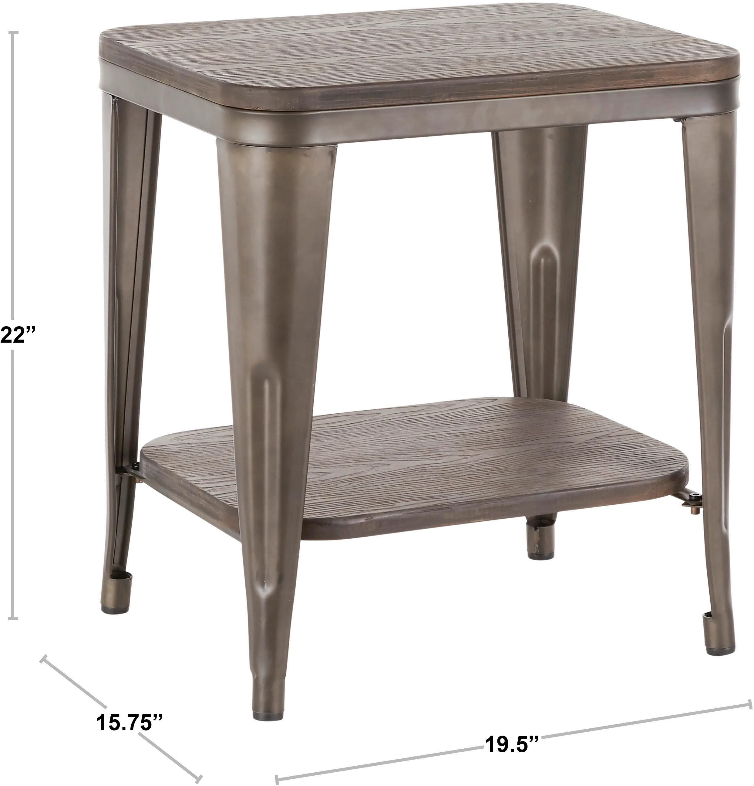 TE-OR-VWE Industrial White Metal and Espresso End Table - Oregon-4