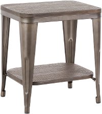 TE-OR-ANE Antique Metal and Espresso Industrial End Table - Oregon