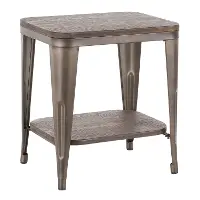 TE-OR-ANE Antique Metal and Espresso Industrial End Table - Oregon