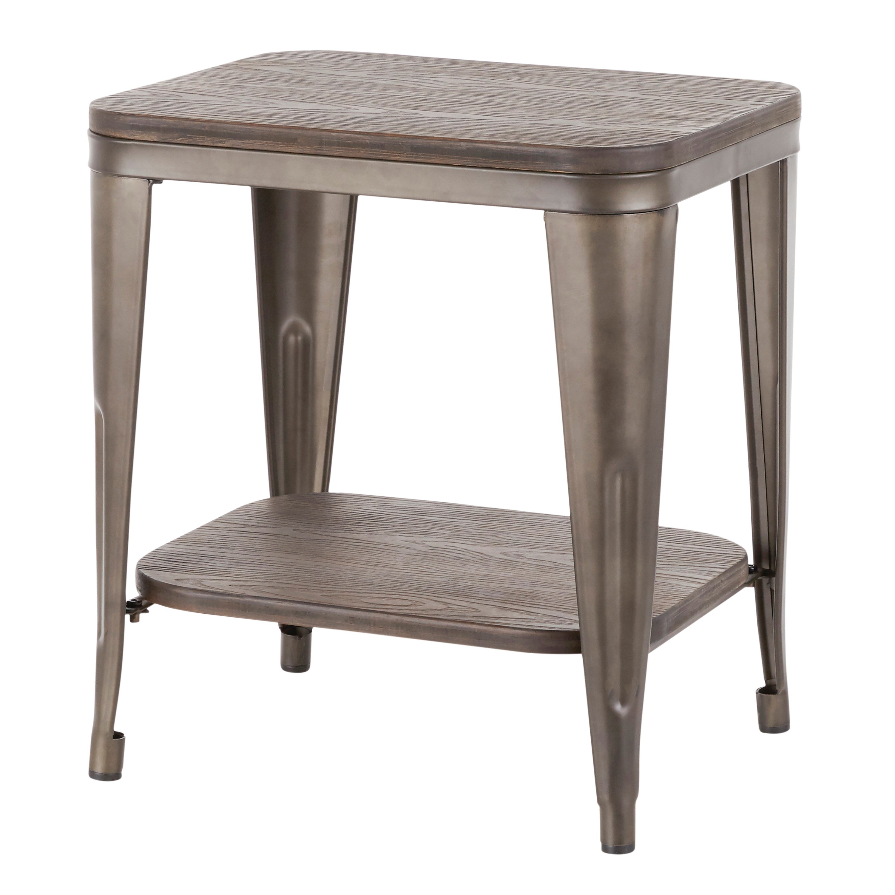 TE-OR-ANE Antique Metal and Espresso Industrial End Table - Oregon-3