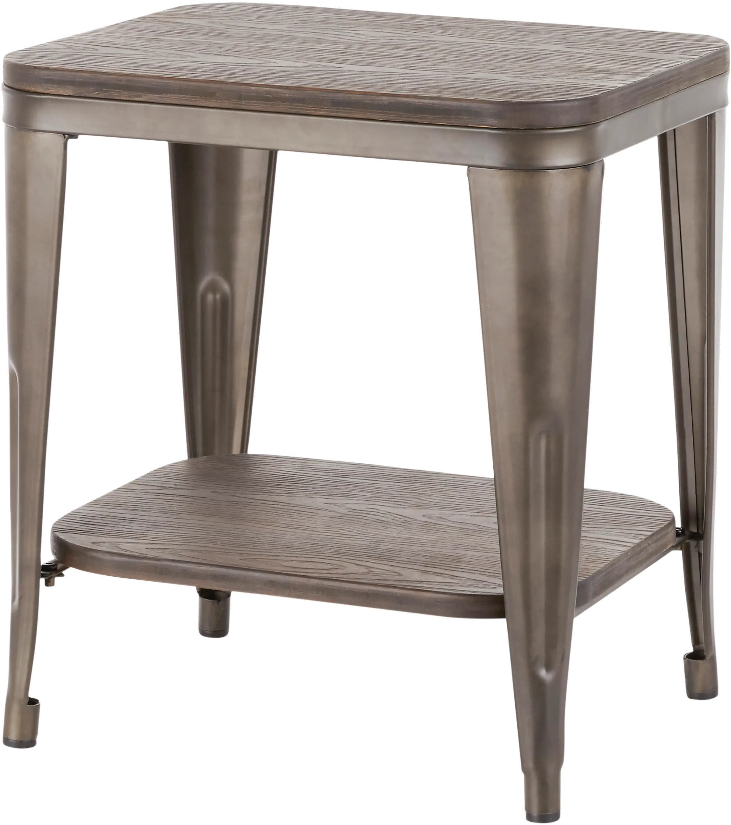 TE-OR-ANE Antique Metal and Espresso Industrial End Table - Oregon-3