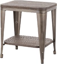 TE-OR-ANE Antique Metal and Espresso Industrial End Table - Oregon-3