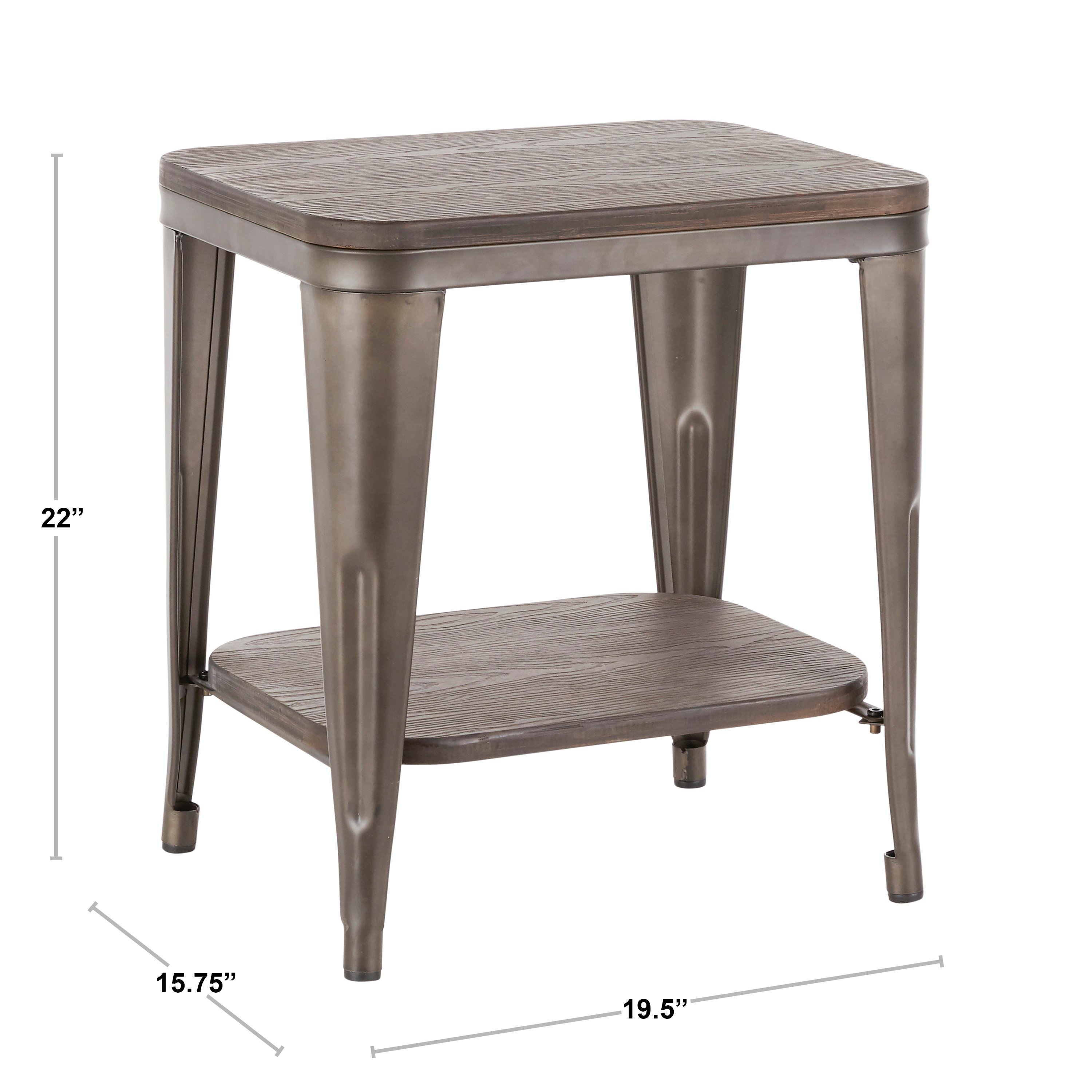 TE-OR-ANE Antique Metal and Espresso Industrial End Table - Oregon-4