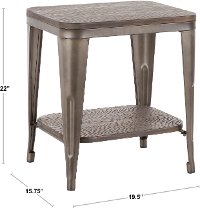 TE-OR-ANE Antique Metal and Espresso Industrial End Table - Oregon-4