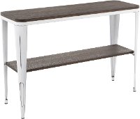 TBC-OR1648-VW+E White Metal and Espresso Bamboo Industrial Sofa Table - Oregon