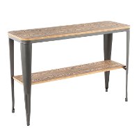TBC-OR1648-GYBN Matte Grey Metal And Bamboo Sofa Table - Oregon