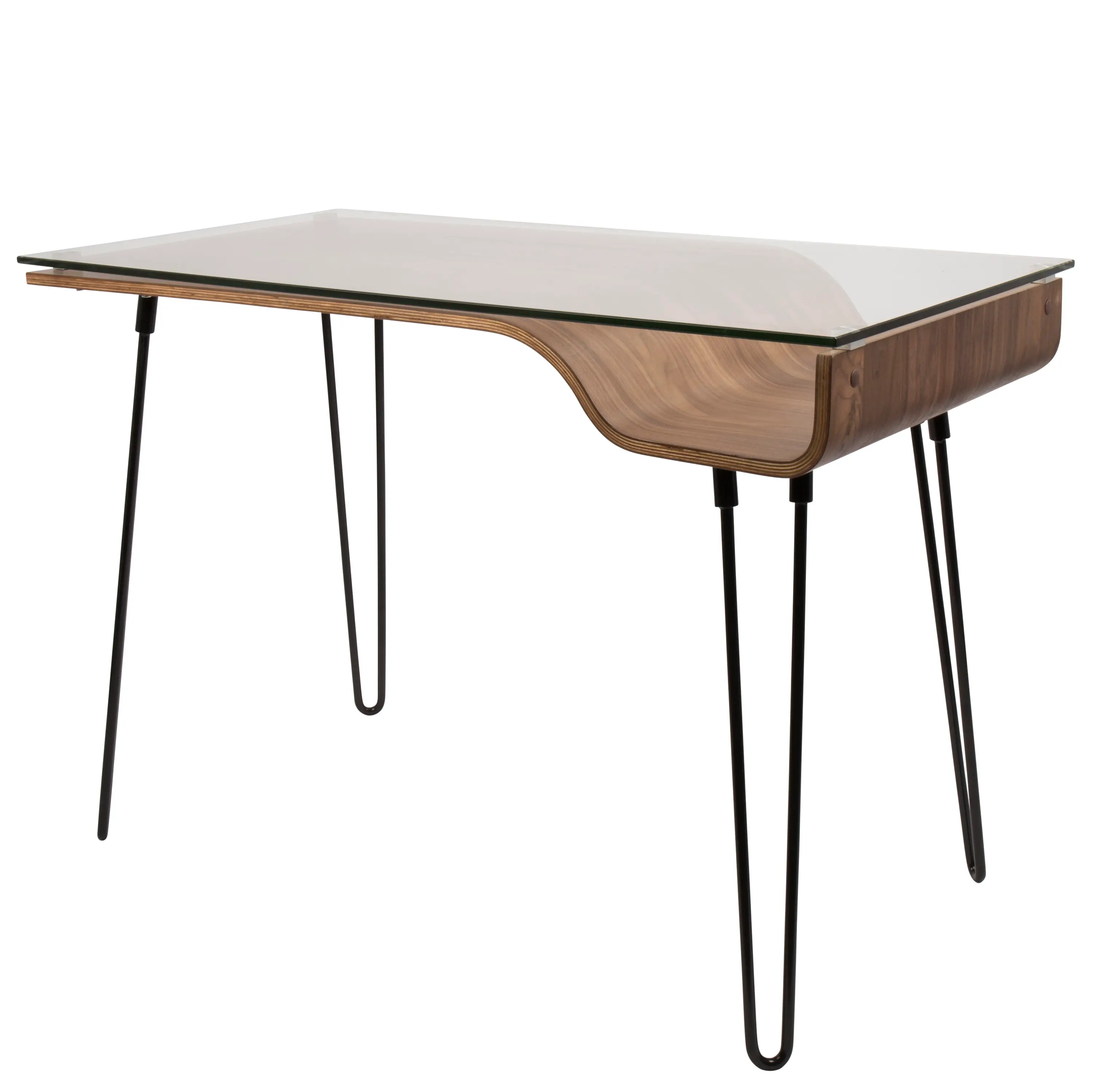 OFD-AVERY-WL Walnut and Black Metal Mid-Century Modern Desk-2