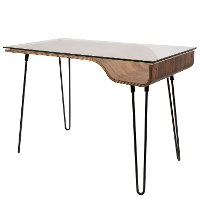 OFD-AVERY-WL Walnut and Black Metal Mid-Century Modern Desk-2