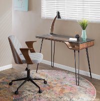 OFD-AVERY-WL Walnut and Black Metal Mid-Century Modern Desk-3