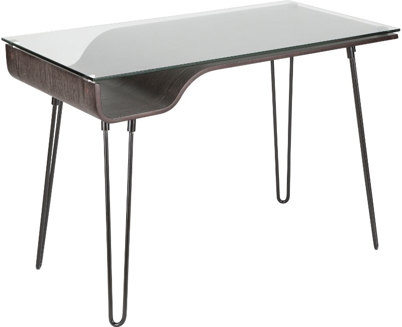 Black And Glass Mid Century Modern Desk Avery