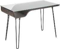 OFD-AVRY-DGY Black and Glass Mid Century Modern Desk