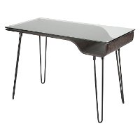 OFD-AVRY-DGY Black and Glass Mid Century Modern Desk-3