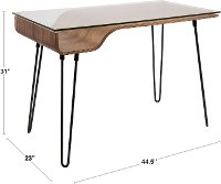 OFD-AVRY-DGY Black and Glass Mid Century Modern Desk-4