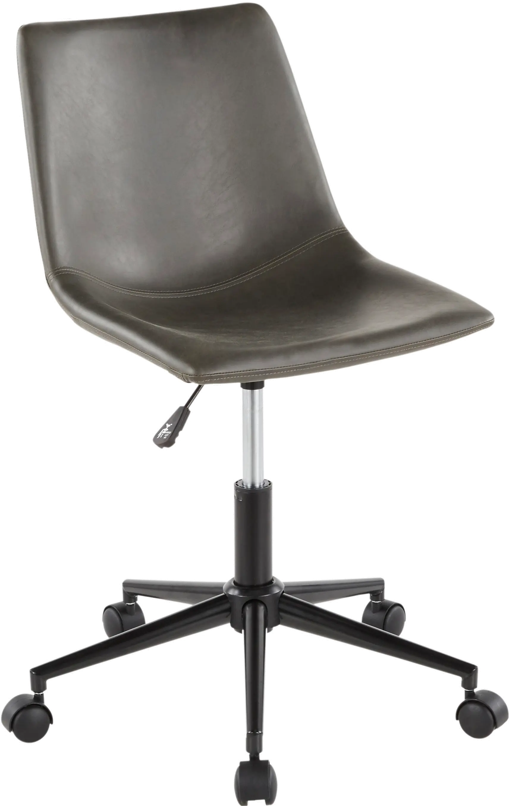 OC-DUKZ-BK+GY Grey Faux Leather Industrial Task Chair - Duke-1