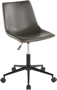OC-DUKZ-BK+GY Grey Faux Leather Industrial Task Chair - Duke