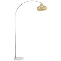 Brushed Nickel and Steel Floor Lamp with Natural String Shade - Indio