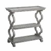 Gray Tray Top Console Table with Quatrefoil End Posts
