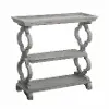 Gray Tray Top Console Table with Quatrefoil End Posts